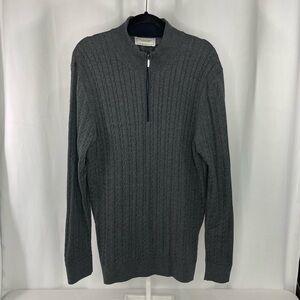 Williams & Kent Cable Knit Quarter Zip Sweater XXL Gray Cotton Blend Pullover